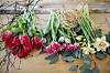 Sortera dina blommor i högar.