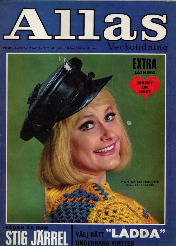 Monica Zetterlund på omslaget till Allas. Monica Zetterlund på omslaget till Allas.