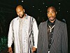 Rapparna Suge Knight och Tupac Shakur i april 1996.