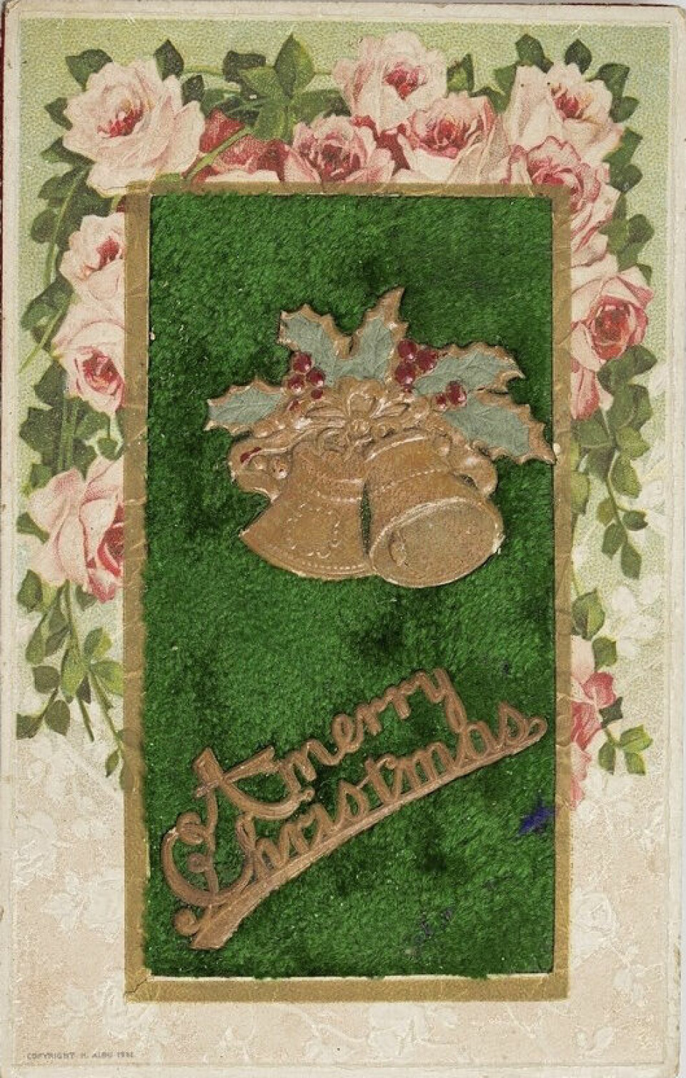 Ett julkort från omkring 1900, sänt från USA och hela vägen till Uddevalla. Ett påkostat kort med sammetsdetaljer och relief. Ett julkort från omkring 1900, sänt från USA och hela vägen till Uddevalla. Ett påkostat kort med sammetsdetaljer och relief.