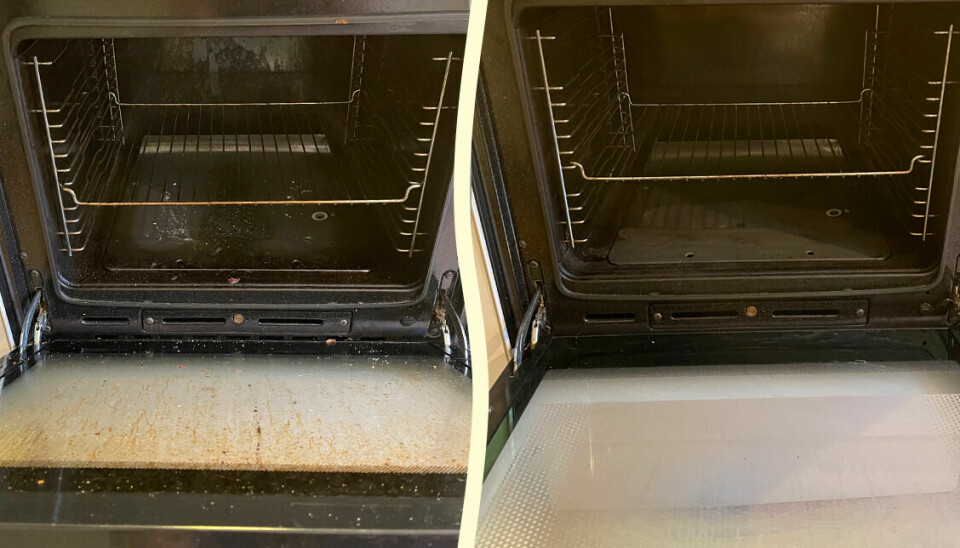 Före och efter: Det blev stor skillnad! En smutsig ugn och en rengjord ugn