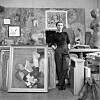Tove Jansson i sitt hem, en ateljé i Helsingfors, 1956.