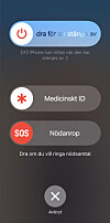 Så här ser hemskärmen ut på en iPhone om du trycker på sidoknappen fem gånger för att aktivera nödläge.