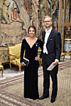 Med sambon Fredrik Karström, på väg till en middag på Stockholms slott 2022.