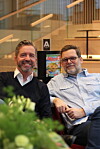 Carl jobbar till vardags på contentbyrån Wakai, och Klas på reklambyrån Delta Republic. Nu har de startat en podd om klimakteriet.