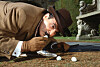 Sir David Suchet som Hercule Poirot i Murder at Marsden Manor från 1991.