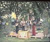 Midsommarfirande i Björns trädgård, ca 1970-71 (Björn med röd elgitarr och Vincent i röda byxor)