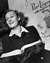 Bokens vecka 1956 och Astrid Lindgren läser ur sin bok 'Pippi Långstrump'.