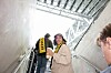 På väg mot läktaren inför matchen mellan favoritlaget BK Häcken och Hammarby IF.