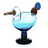 Fågel av Oiva Toikka i blått, genomskinligt och brunt glas.