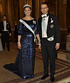 Kronprinsessan Victoria tillsammans med prins Daniel på den kungliga middagen på slottet 2015. Foto: Jonas Ekströmer/TT
