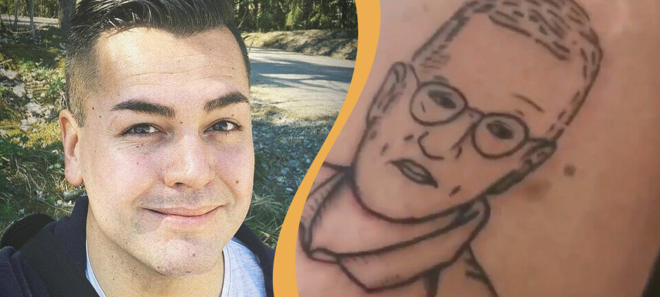 Gustav tatuerade in Anders Tegnells ansikte på vänsterarmen