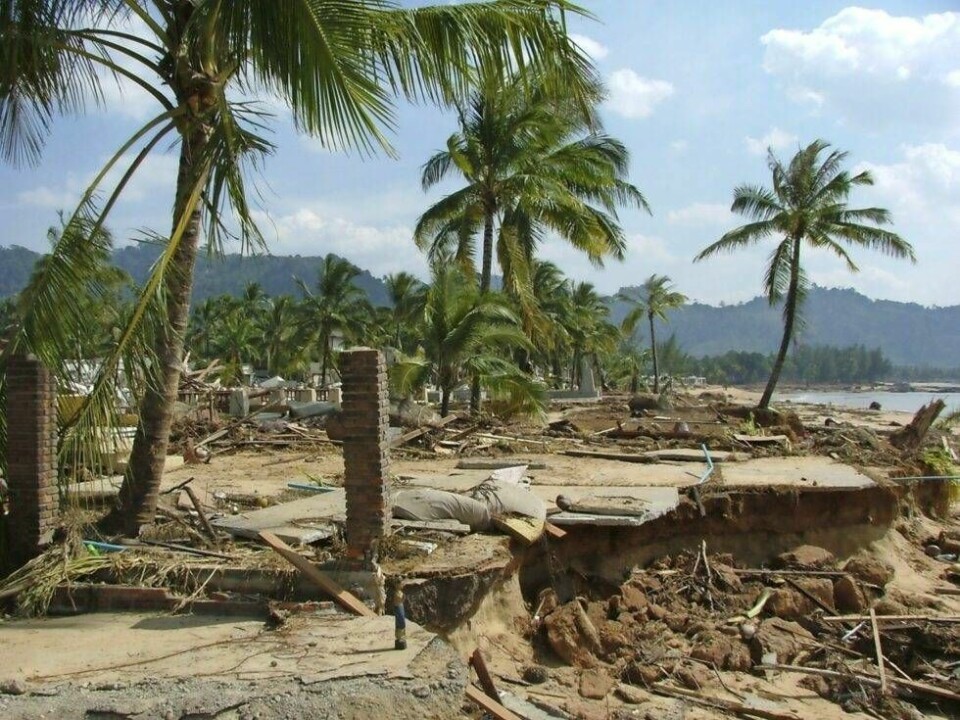 Ödeläggelsen efter tsunamin var total. Foto: Privat Ödeläggelsen efter tsunamin var total. Foto: Privat