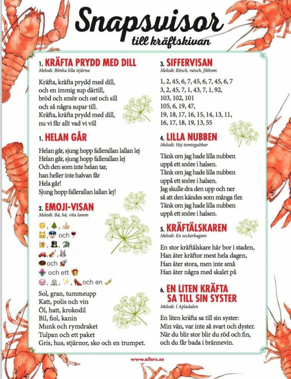 Snapsvisor till kräftskivan
