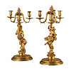 Det överdådigt dekorerade paret kandelabrar av brons är ritat av den franske skulptören Corneille van Clève (1645–1732). van Clève är känd för sina ritningar till modeller av ljusstakar och kandelabrar, som hans svåger guldsmeden Nicolas de Launay (1647–1727) sedan tillverkade av silver. Sannolikt är även ritningen till auktionens par ursprungligen avsedd för silver. Högsta bud inklusive avgifter resulterade i priset 68750 dollar 2019 hos Sotheby’s.