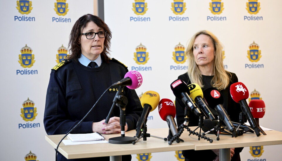 Polischefen i Malmö Petra Stenkula och utbildningschefen Anneli Schwartz på pressmötet efter skoldådet på Latinskolan. Polischefen i Malmö Petra Stenkula och utbildningschefen Anneli Schwartz på pressmötet efter skoldådet på Latinskolan.