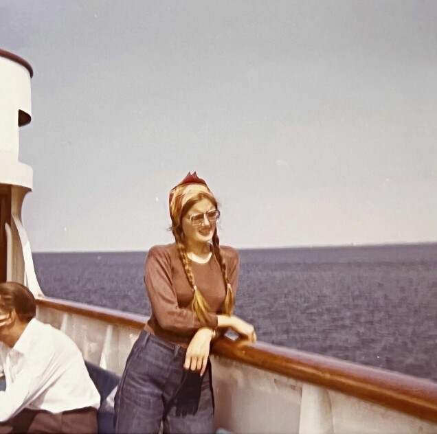 Ulla på färjan över Öresund mot Köpenhamn, 1972. Ulla på färjan över Öresund mot Köpenhamn, 1972.