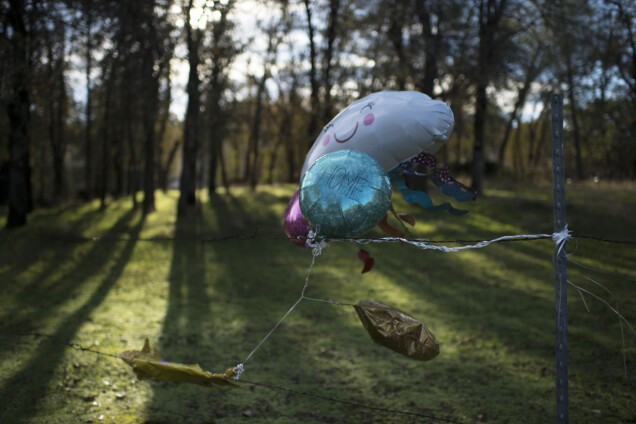 En ballong med texten 'Bring Sherri home' längs den stig där man trodde att Sherri joggade när hon försvann. En ballong med texten 'Bring Sherri home' längs den stig där man trodde att Sherri joggade när hon försvann.