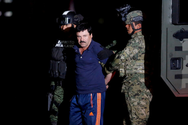 Joaquin ”El Chapo” Guzmán grips i Mexiko den 8 januari 2016. Joaquin ”El Chapo” Guzmán grips i Mexiko den 8 januari 2016.