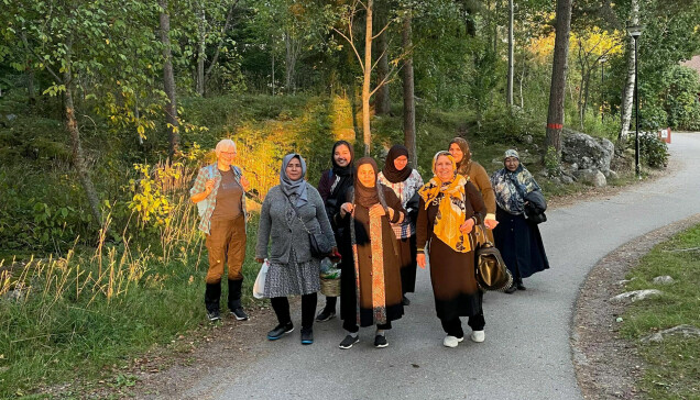 En grupp kvinnor från Entré på promenad i Högbo. En grupp kvinnor från Entré på promenad i Högbo.