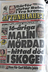 Fallet om Malins försvinnande och död blev en riksnyhet. Aftonbladets framsida den 23 maj 1997.
