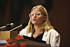 Anna Lindh i början av karriären år 1984, när hon axlade rollen som ordförande för SSU, Sveriges socialdemokratiska ungdomsförbund.