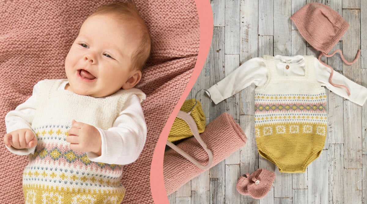 Sticka sött babyset – body, mössa och tossor