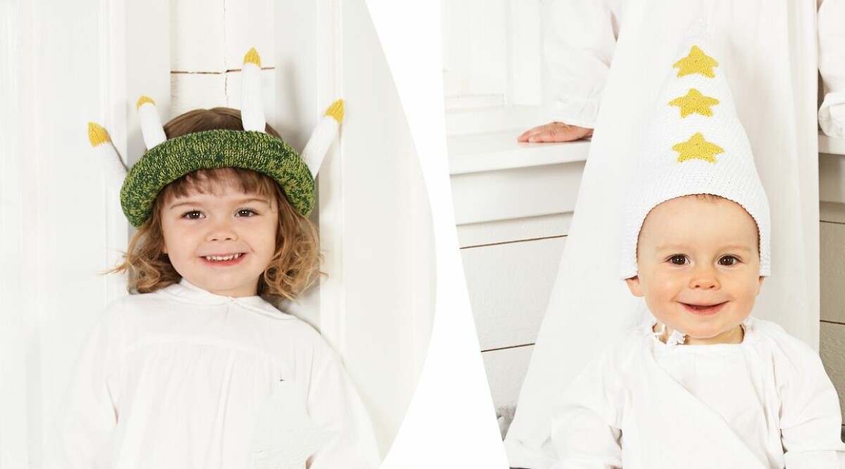 Sticka och virka huvudbonader för barn till lucia – slipp levande ljus och batterier