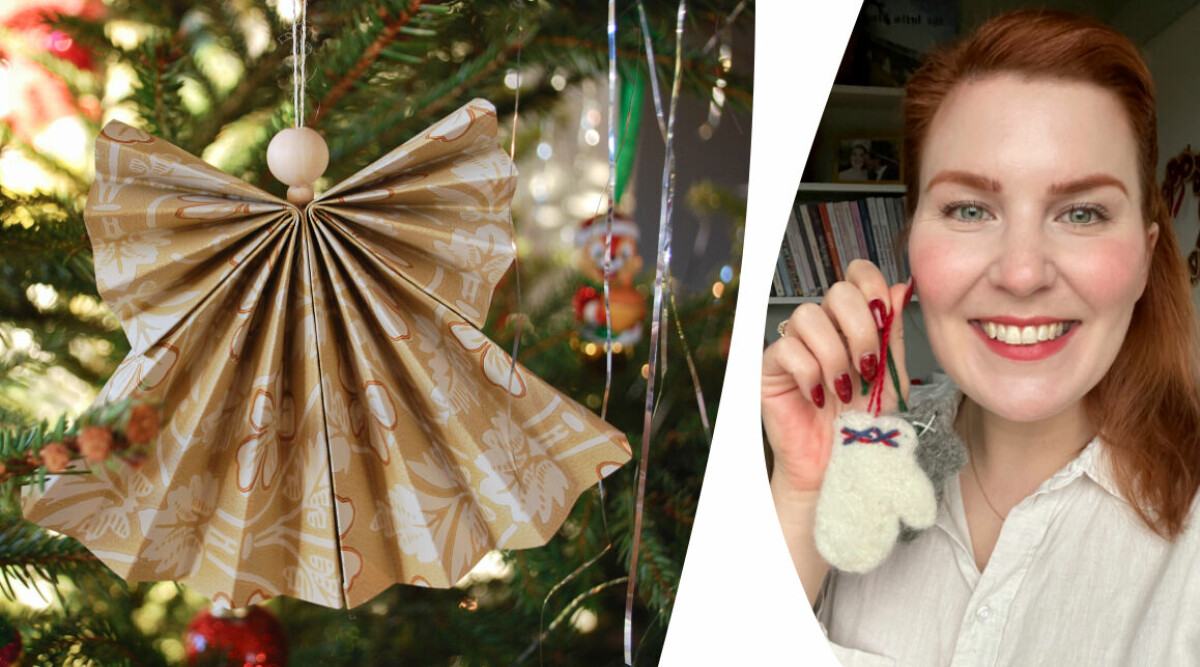 Vackert julpyssel för vuxna – med tapet, ull och garn