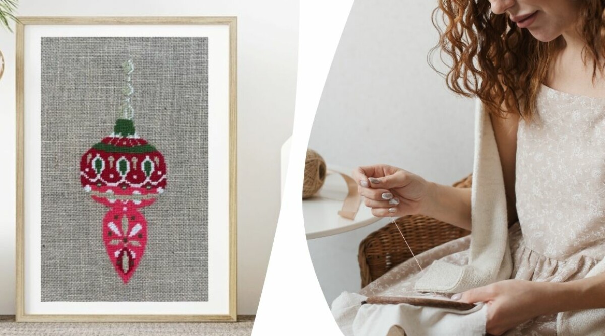 Brodera vacker julgranskula – med enkla korsstygn