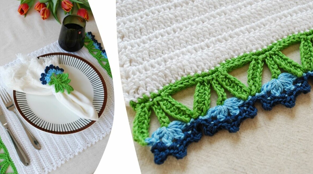 Virka bordstablett och servettring – till vårens finaste dukning