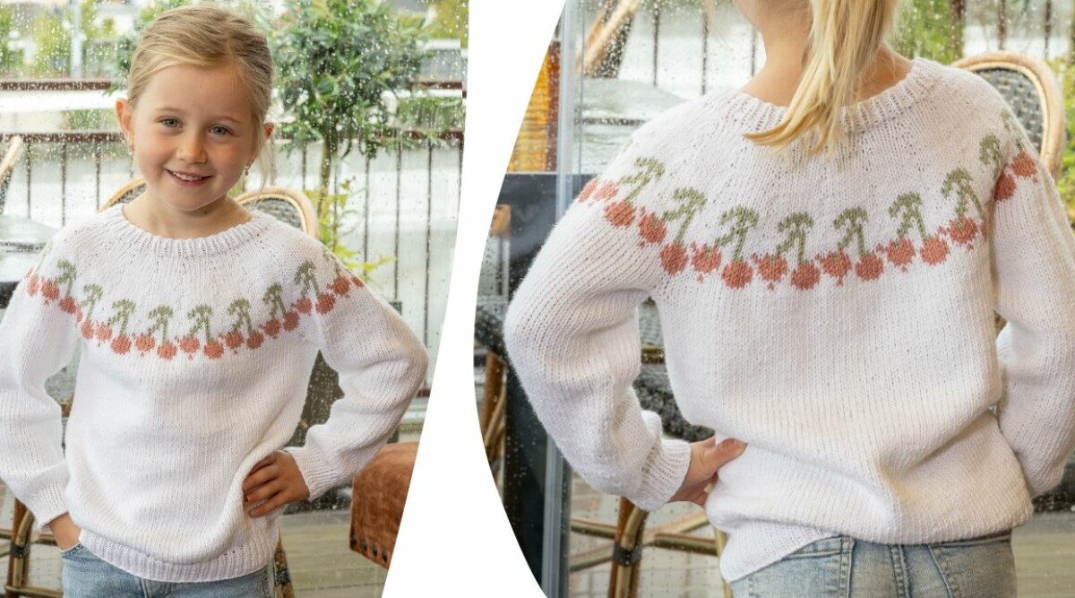 Barntröja med lekfullt mönsterstickat ok – så gör du!