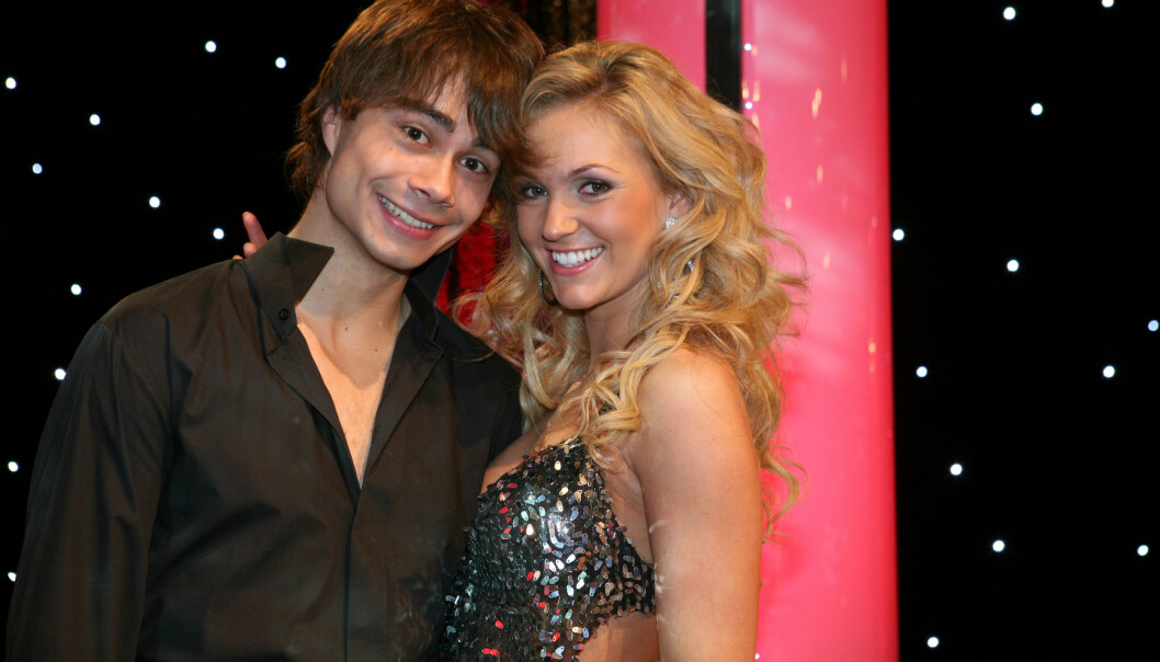 Alexander Rybak och Malin Johansson under inspelningarna av Let's dance 2011.