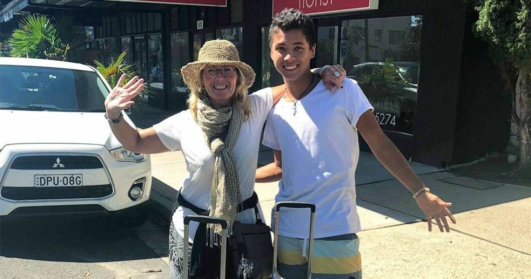 Anna-Karin Gustafsson och sonen Oscar i Australien.