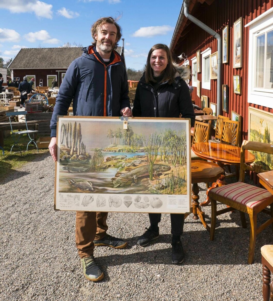 Engelska Ewa Skofteröd och Ben Woodhouse på loppis