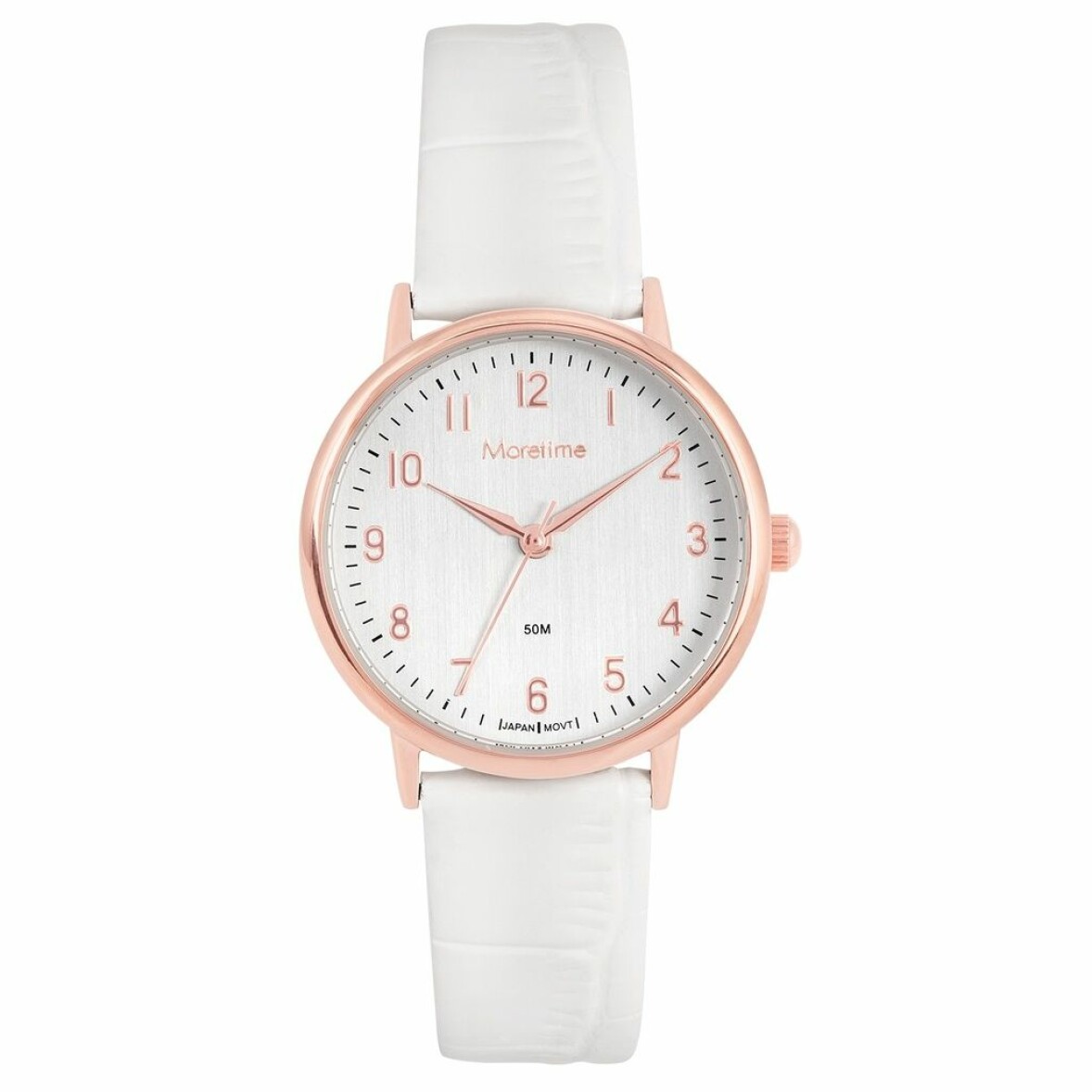 Armbandsur i vitt läderband
