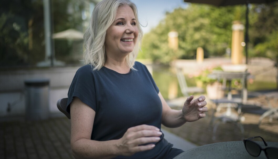 Åsa Rasmussen på fiket på Bergianska trädgården. Åsa Rasmussen på fiket på Bergianska trädgården.