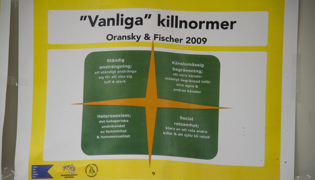 Kriminalvården försöker bryta "farliga" machonormer. Bilden kommer från ett ungdomshäkte i Sollentuna. Foto: TT Att bryta mansnormer. Bilden kommer från ett ungdomshäkte i Sollentuna.