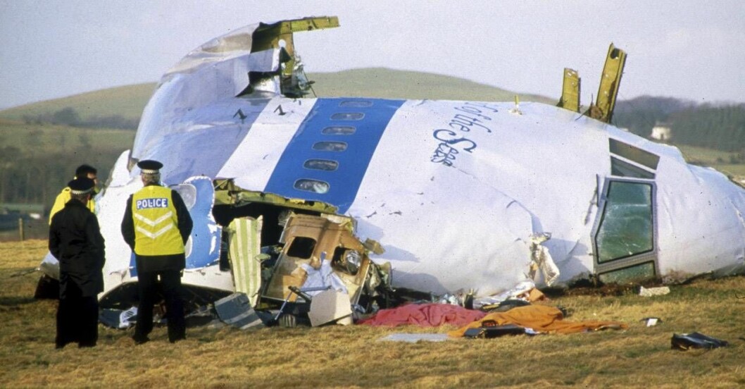 270 omkom i attentatet i Lockerbie i Skottland. Här en bild av vraket.