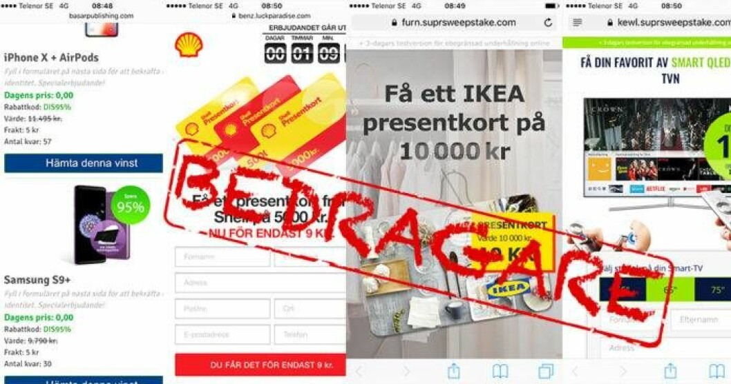 Fina priser utlovas till fraktkostnad. Bild: Fredrik Rubin/skärmdump Fina priser utlovas till fraktkostnad