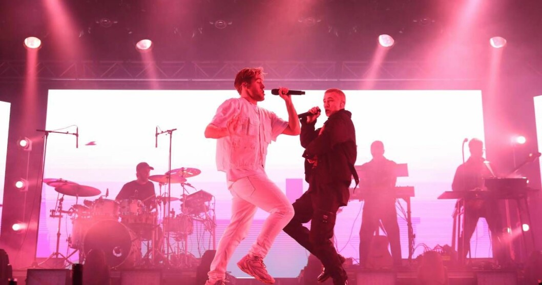 Foto: Mattias Hansson/TT Benjamin Ingrosso & Felix Sandman uppträder på Allsång på Skansen 9 juli 2019.