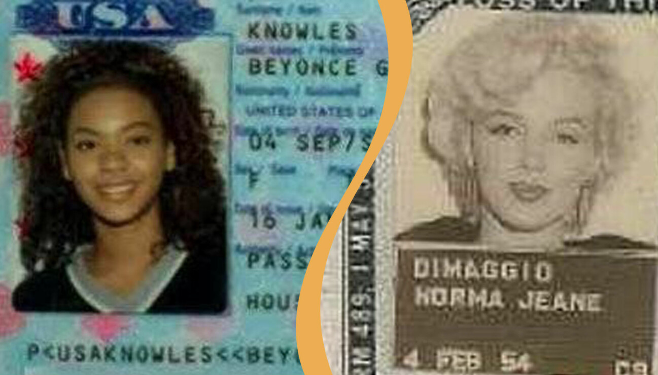 Beyonce och Marilyn Monroe passbilder