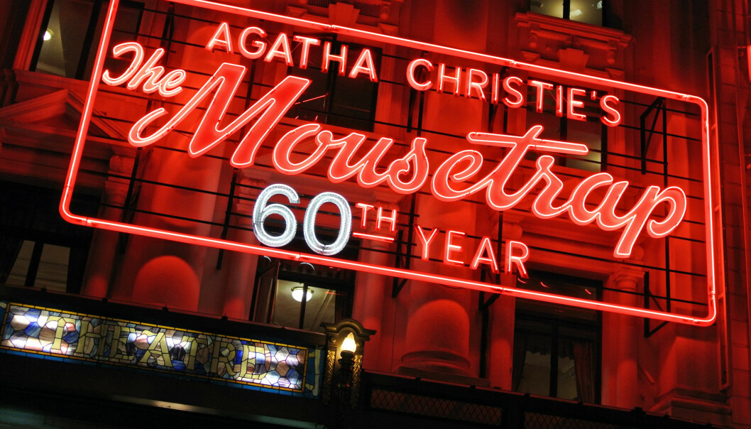 <i>Råttfällan/The Mousetrap </i>har spelats sedan 1952. I mars 1974 flyttade pjäsen in på St Martin's Theatre i London och där går den fortfarande. Bilden är tagen vid 60-årsjubiléet 2012. Foto: TT Bild från 60-årsjubiléet av Råttfällan i London 2012.
