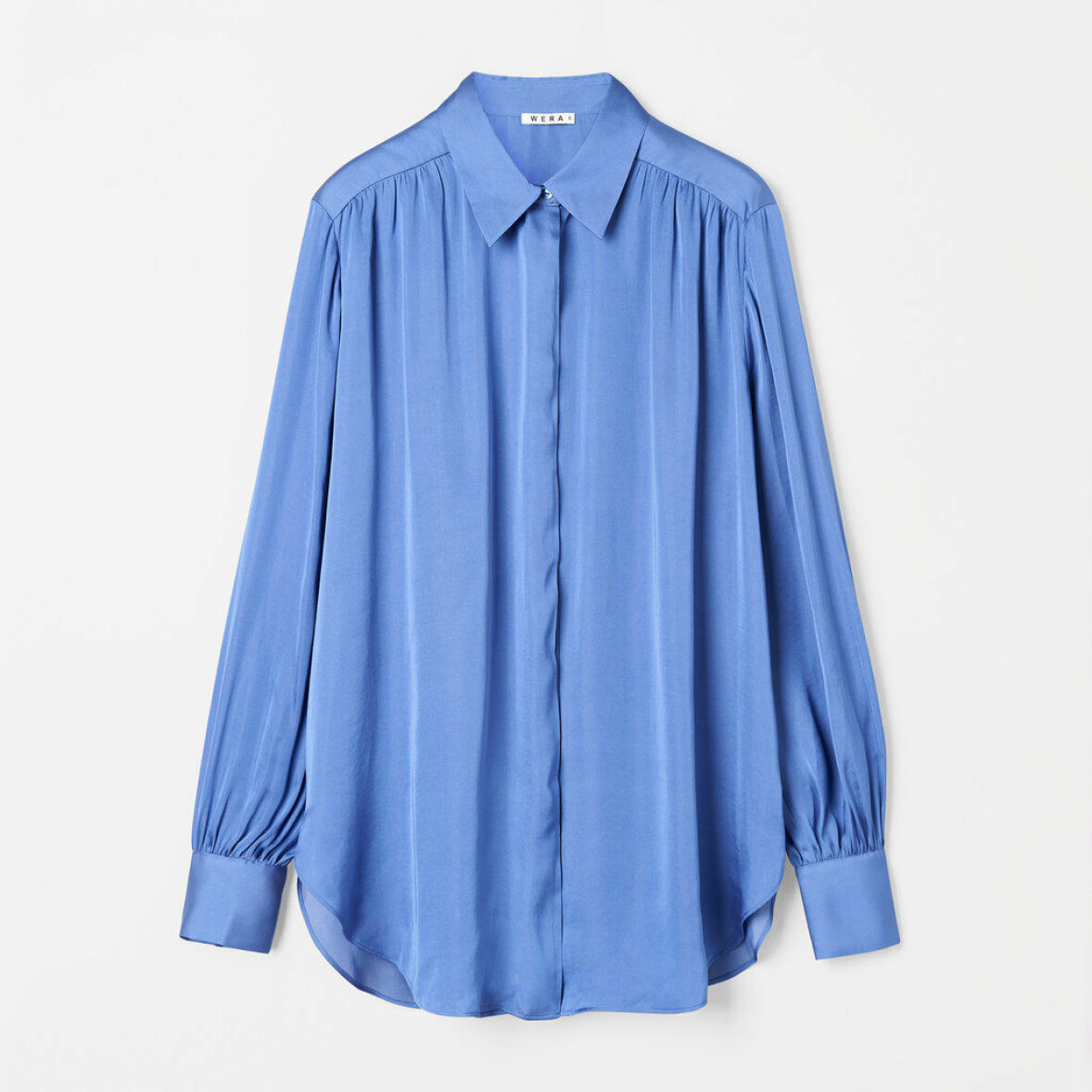 Blå blus med fall