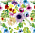 blommig färgglad vaxduk med vattenfärgsliknande design