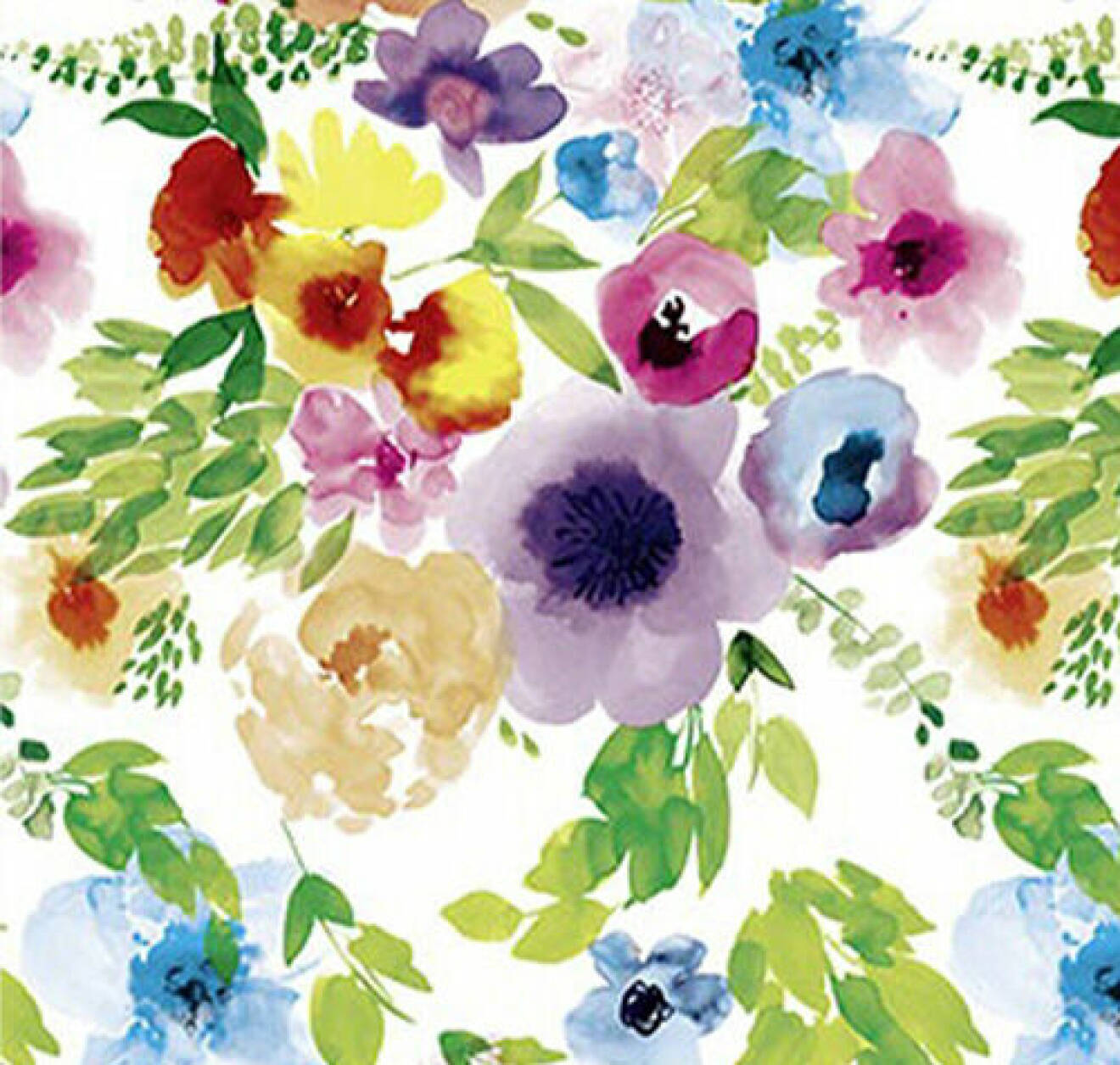 blommig färgglad vaxduk med vattenfärgsliknande design