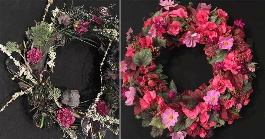 Svart stickmassa är en dekorativ nyhet. Du behöver inte sätta blommorna så tätt, låt stickmassan synas!