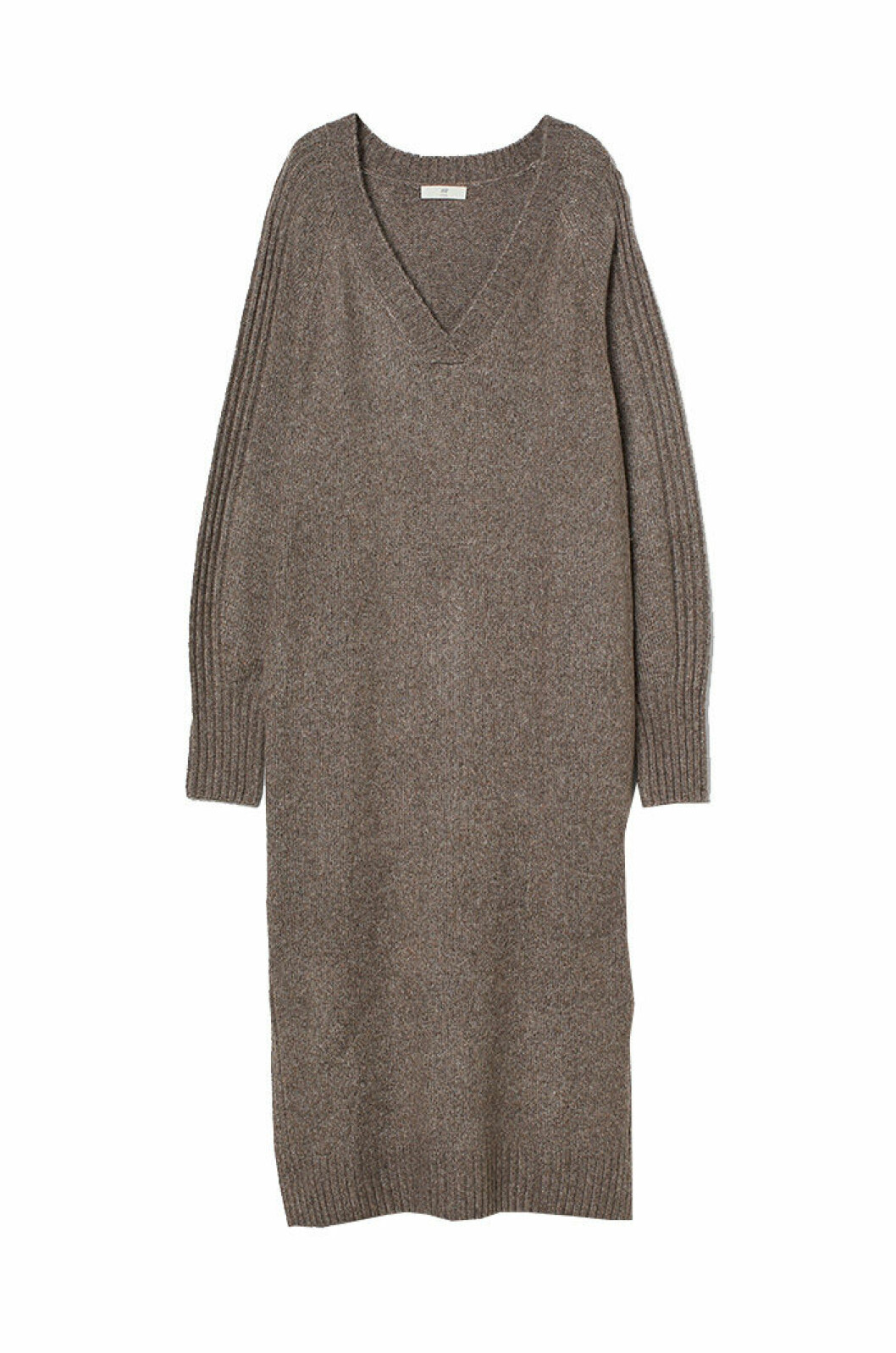 Brun stickad klänning från H&M.