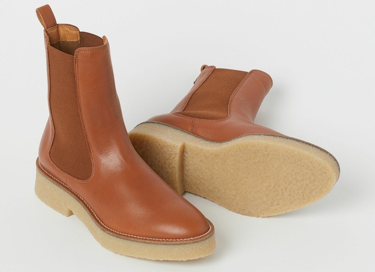 Bruna skinnboots med rågummisula, från H&M.