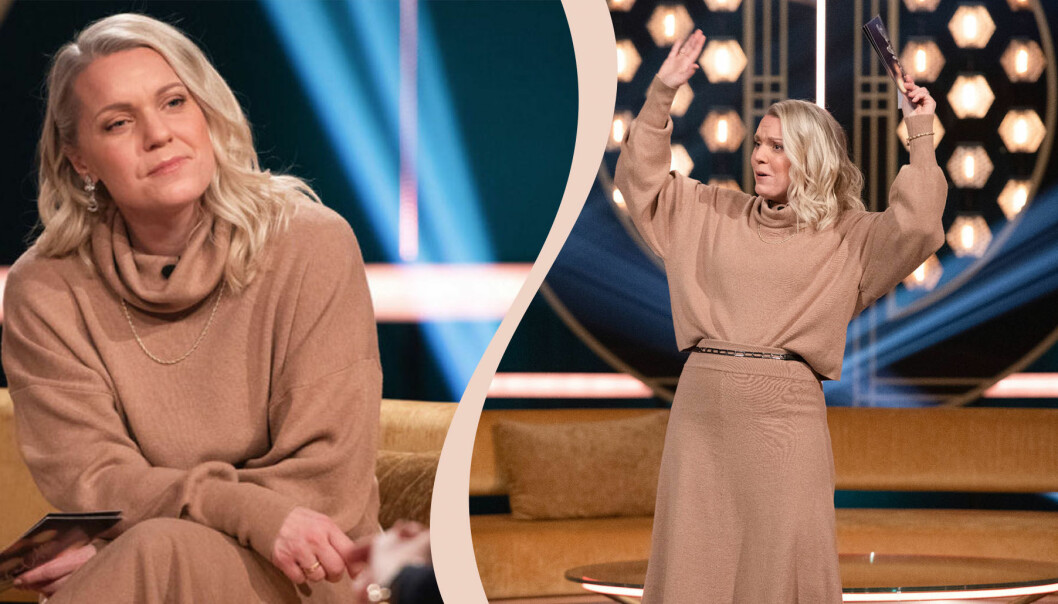 Carina Bergfledt i sin talkshow på SVT.